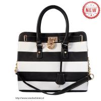 michael kors striped reizen groot zwart wit bakken Tassen Arnhem umw2n743